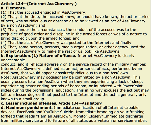 Article 134   asshattery