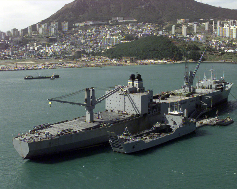 Us naval ship pollux %28t akr 290%29 anchored in the harbor off the port of pusan  republic of korea   19 oct. 1998