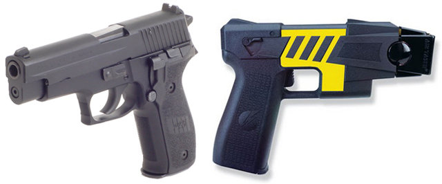 Sigsauer40caliber versus x26taser