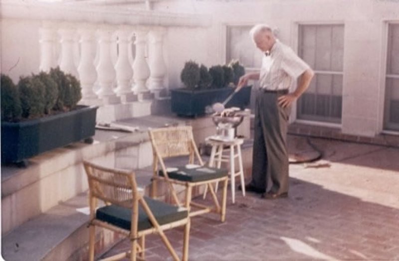 Eisenhower cooking quail in the white house solarium