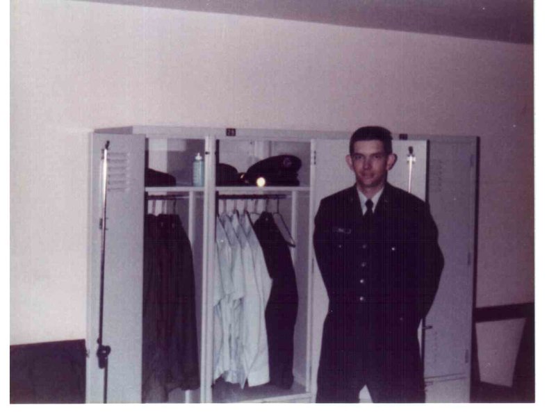 Jim in front of locker at bmts 1983